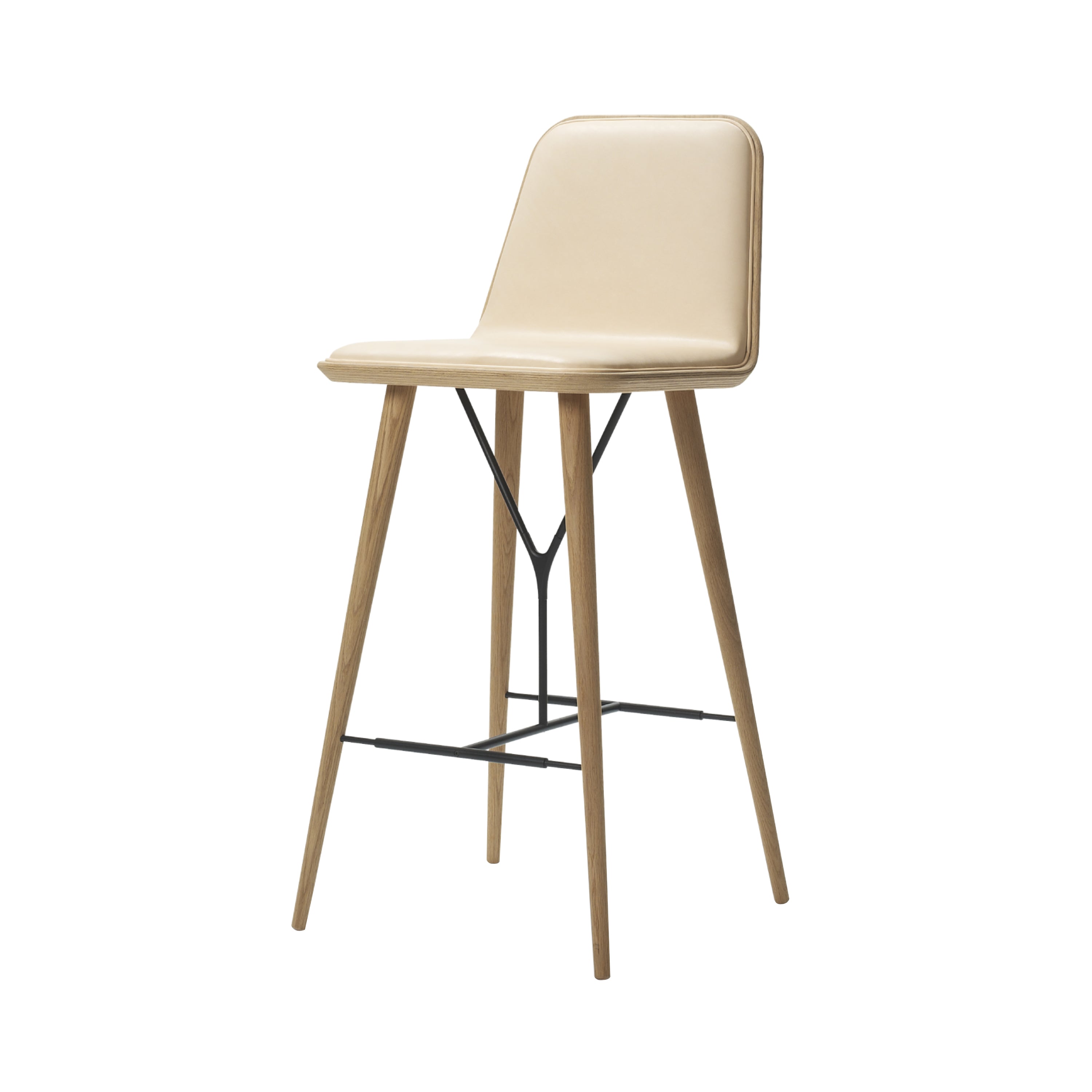 Spine Bar + Counter Stool with Back: Bar + Lacquered Oak