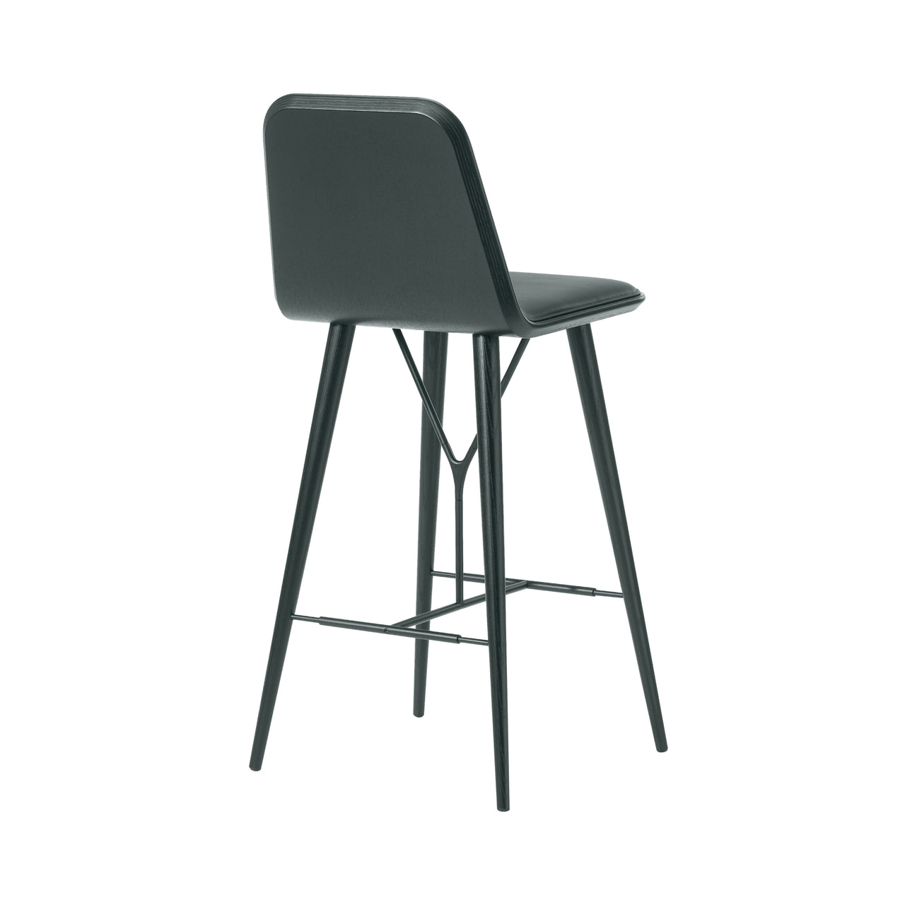 Spine Bar + Counter Stool with Back: Bar + Black Lacquered Ash