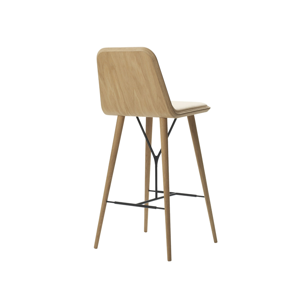 Spine Bar + Counter Stool with Back: Counter + Lacquered Oak