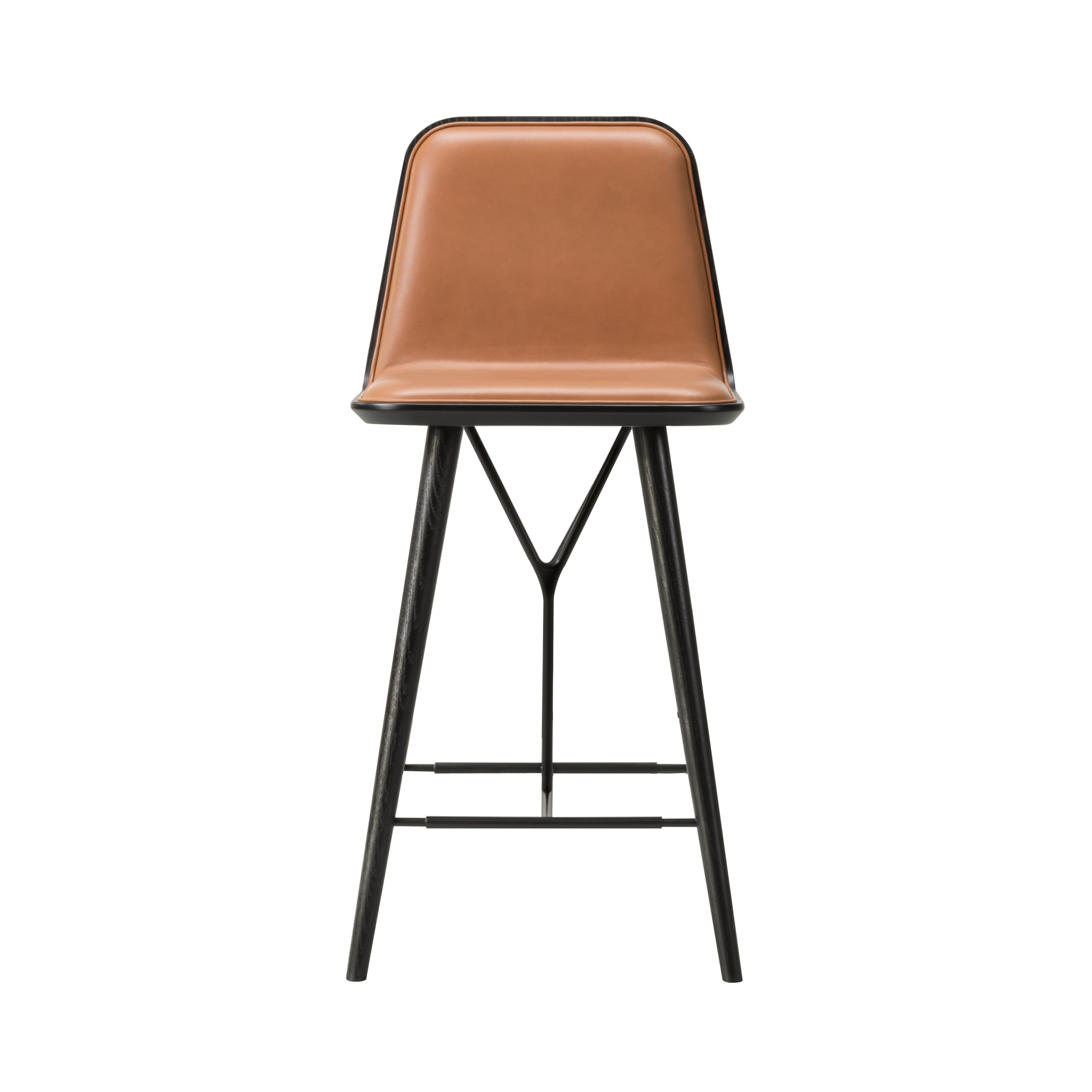 Spine Bar + Counter Stool with Back: Bar + Black Lacquered Ash