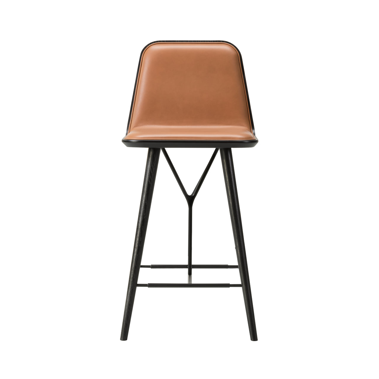 Spine Bar + Counter Stool with Back: Bar + Black Lacquered Ash