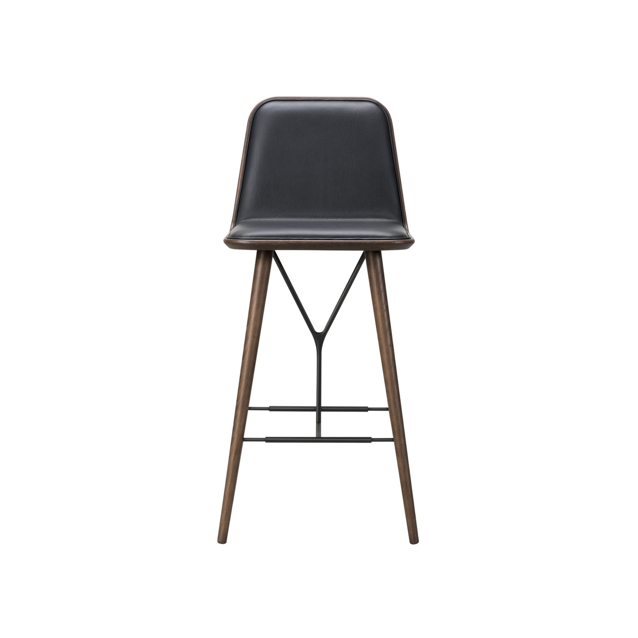 Spine Bar + Counter Stool with Back: Counter + Smoked Stained Lacquered Oak