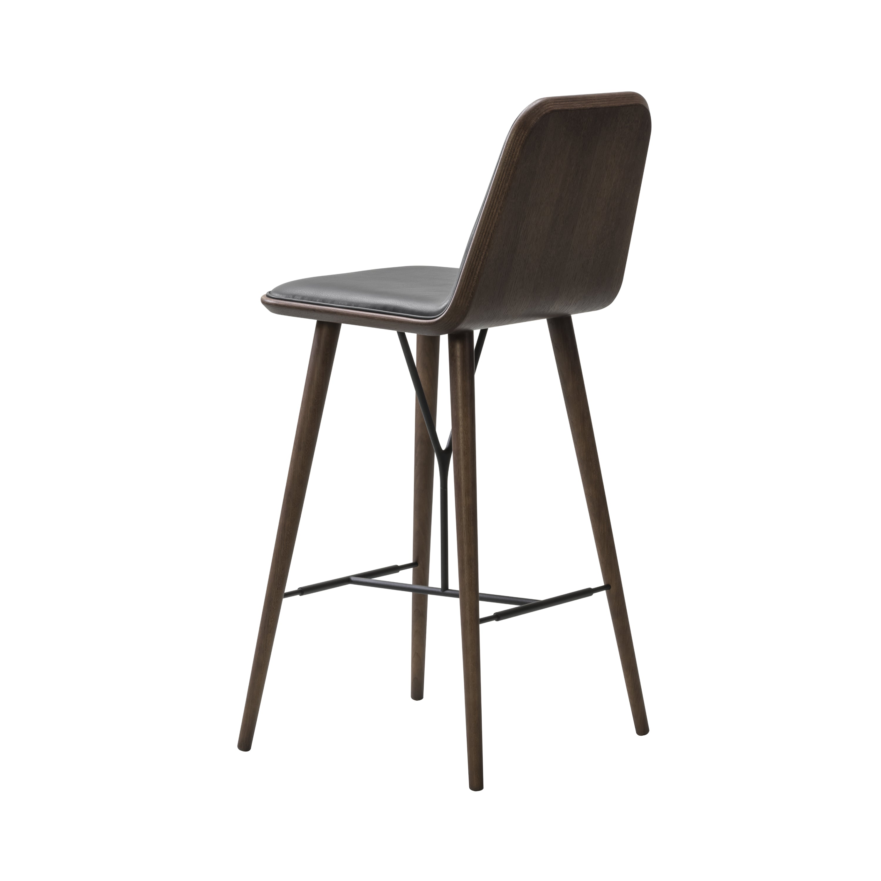 Spine Bar + Counter Stool with Back: Bar + Smoked Stained Lacquered Oak