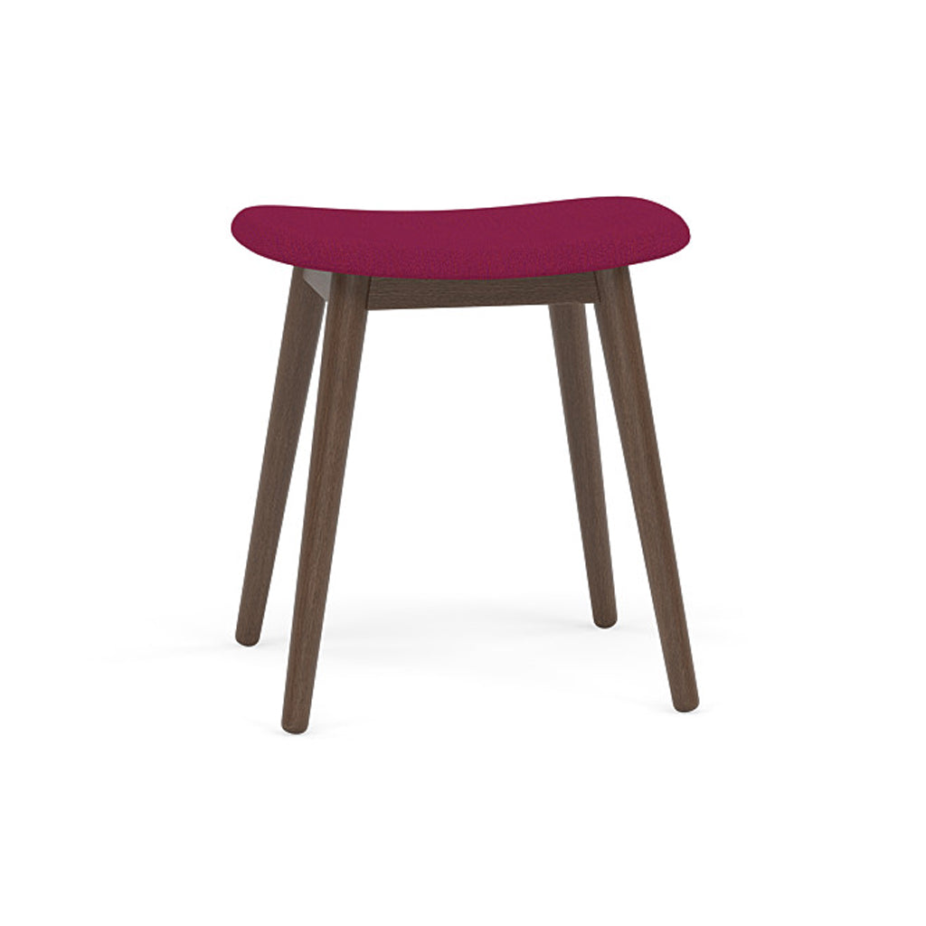 Fiber Stool: Wood Base + Upholstered + Stained Dark Brown