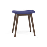 Fiber Stool: Wood Base + Upholstered + Stained Dark Brown