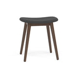 Fiber Stool: Wood Base + Upholstered + Stained Dark Brown