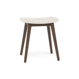 Fiber Stool: Wood Base + Upholstered + Stained Dark Brown