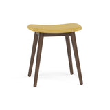 Fiber Stool: Wood Base + Upholstered + Stained Dark Brown