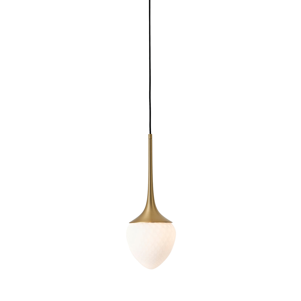 Louis Pendant: Extra Large + Satin Brass + Opal + Patterned + Black