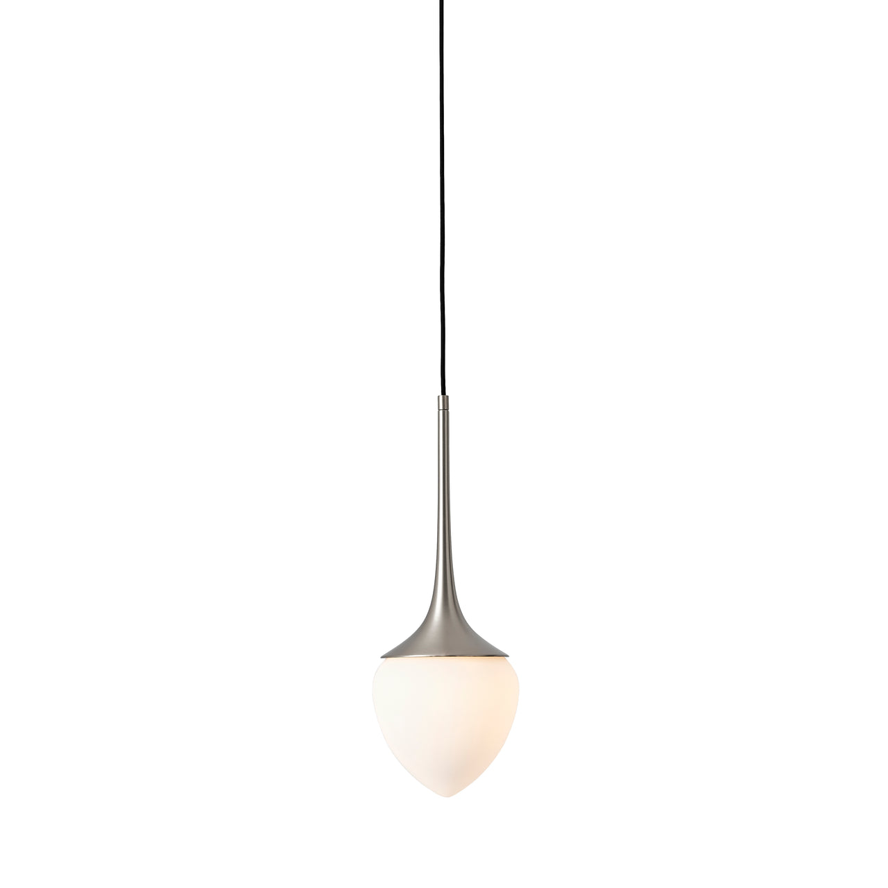 Louis Pendant: Extra Large + Satin Nickel + Opal + Black