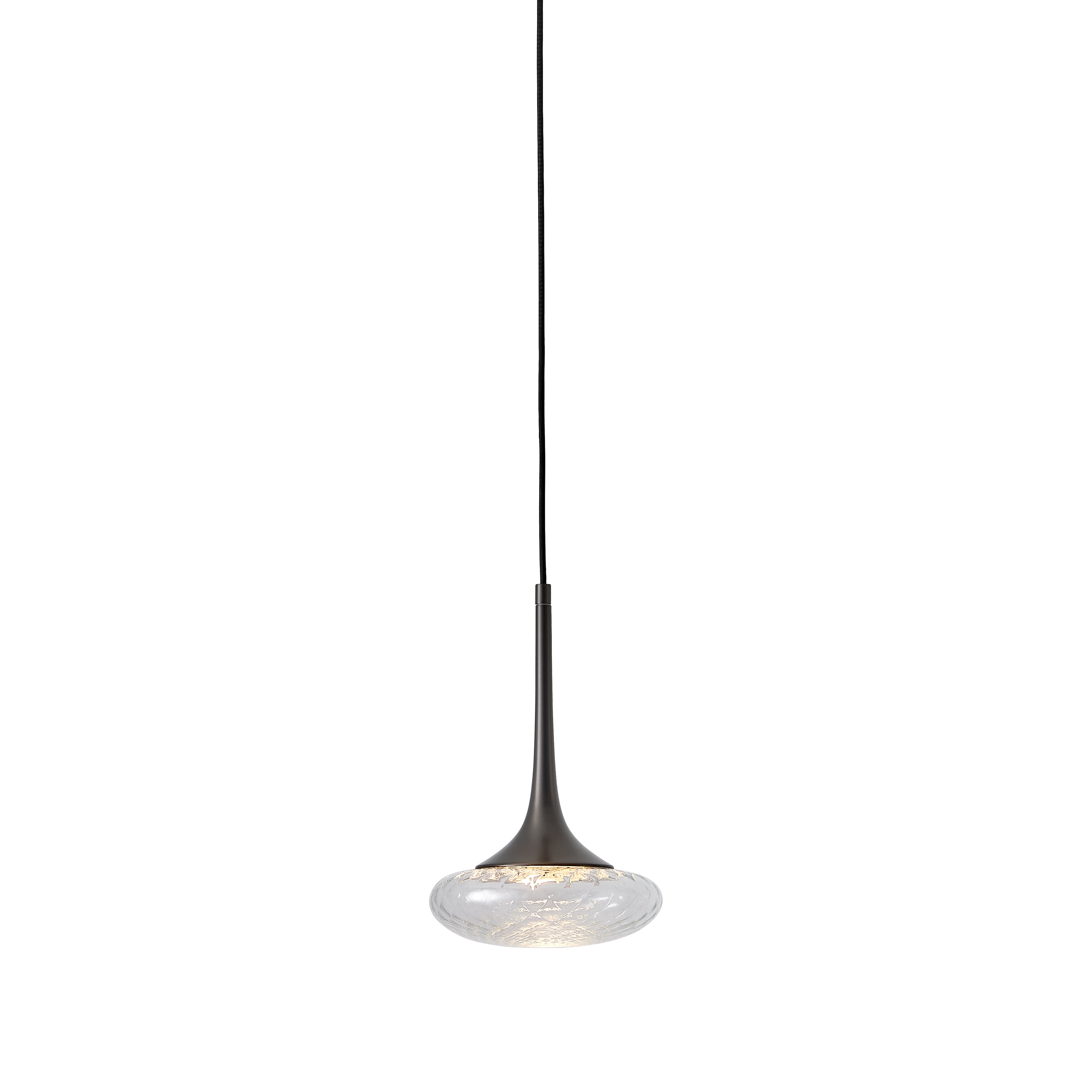 Louis Pendant: Extra Small + Satin Graphite + Clear + Patterned + Black