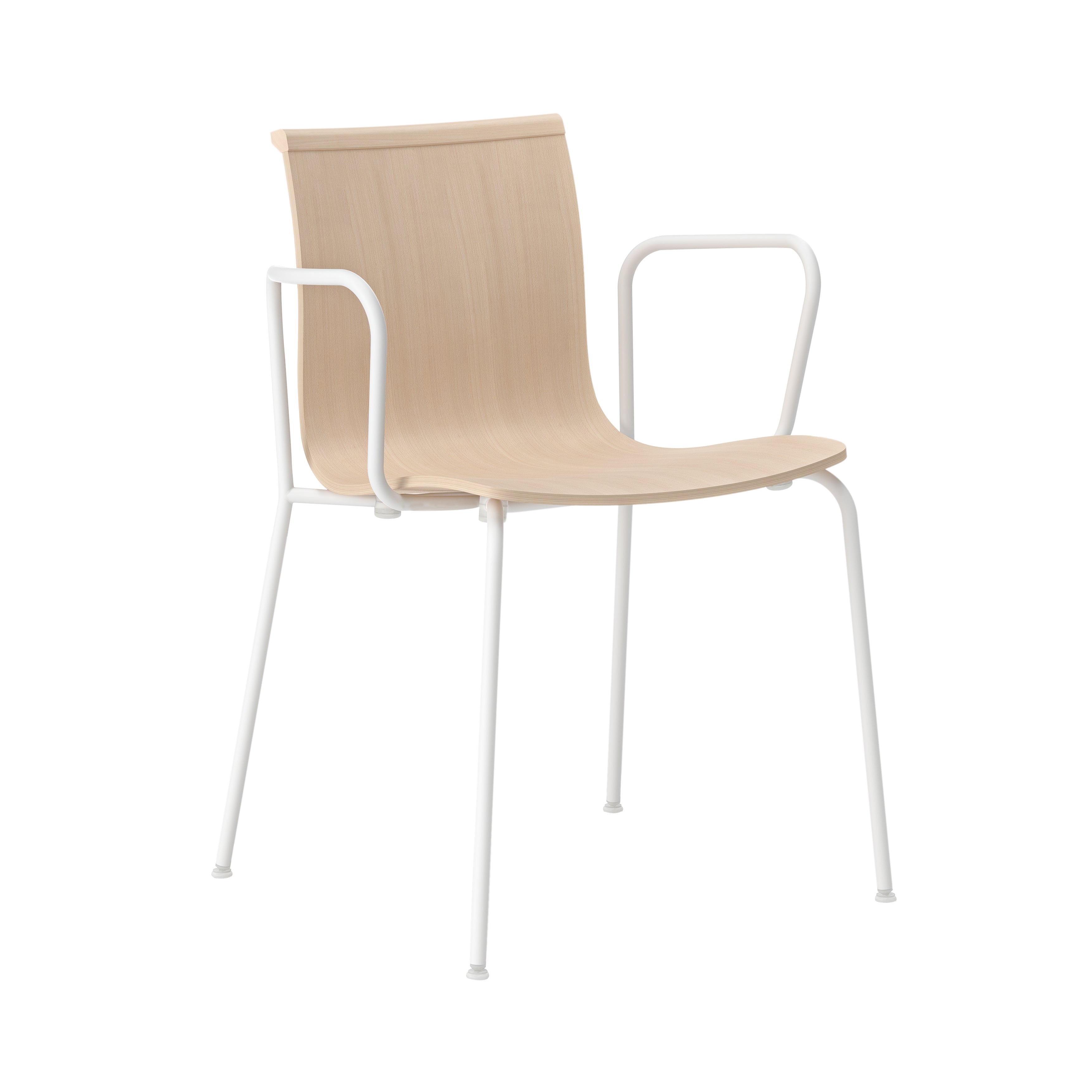 Serif Chair: Tube Legs + White + Natural Beech + With Armrest