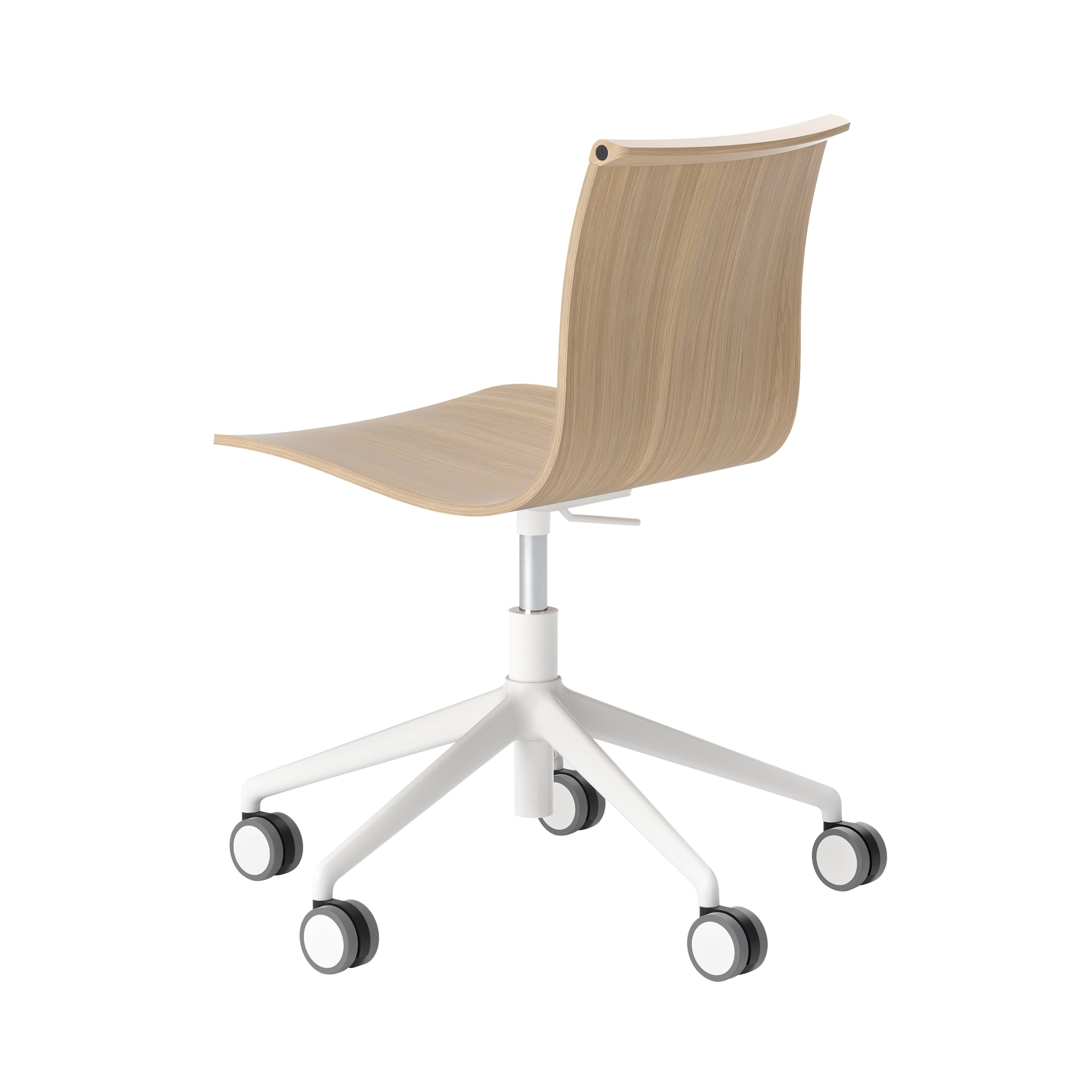 Serif Chair: 5 Star Base + Castors + White + Natural Oak