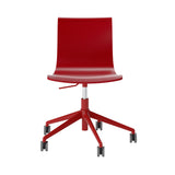 Serif Chair: 5 Star Base + Castors + Red + Red Laquered Beech