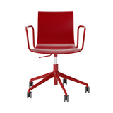 Serif Chair: 5 Star Base with Armrests + Red + Red Lacquered Beech