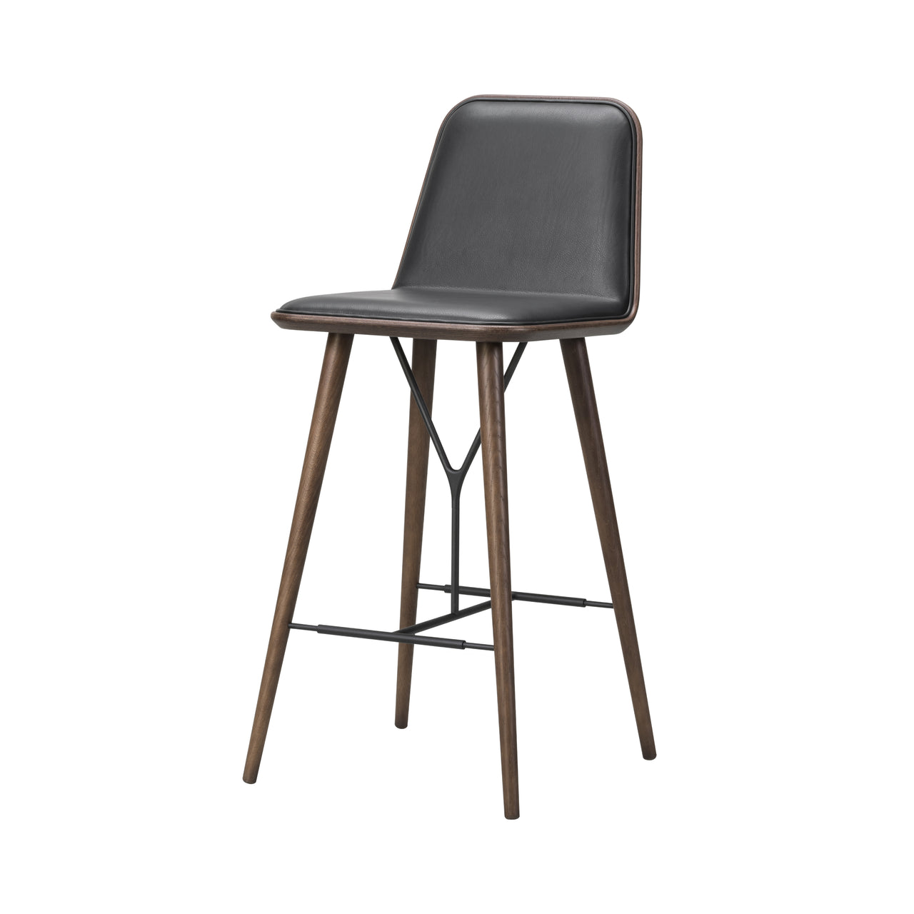 Spine Bar + Counter Stool with Back: Bar + Smoked Stained Lacquered Oak