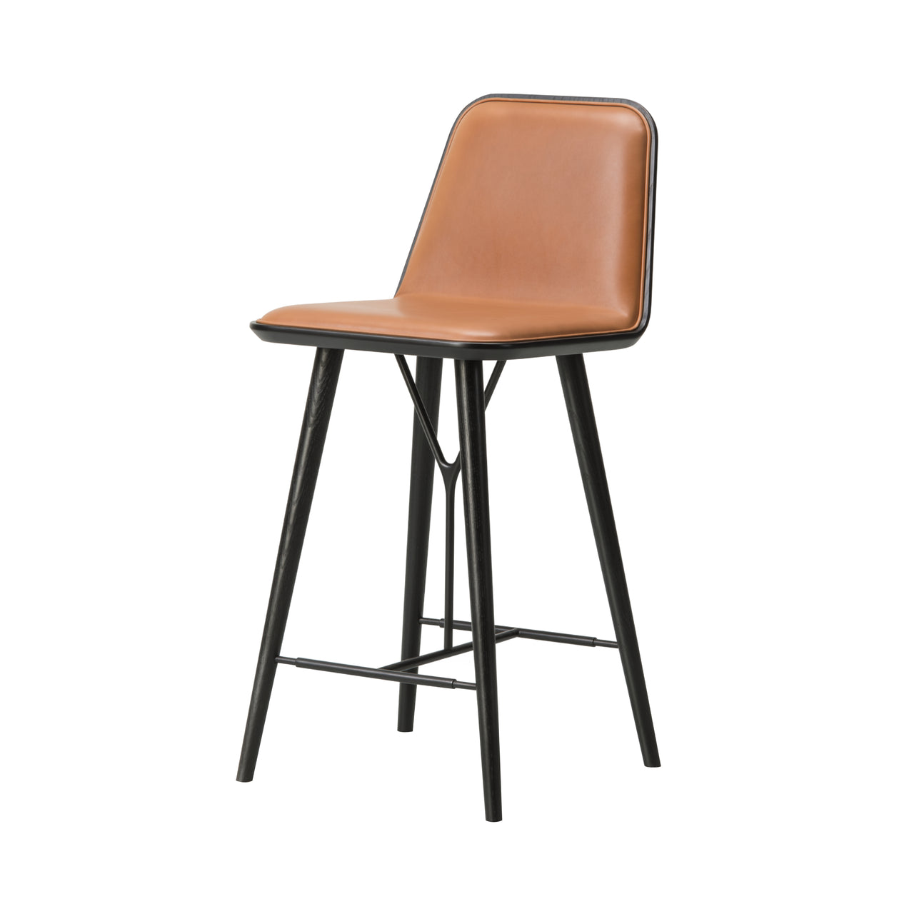 Spine Bar + Counter Stool with Back: Bar + Black Lacquered Ash