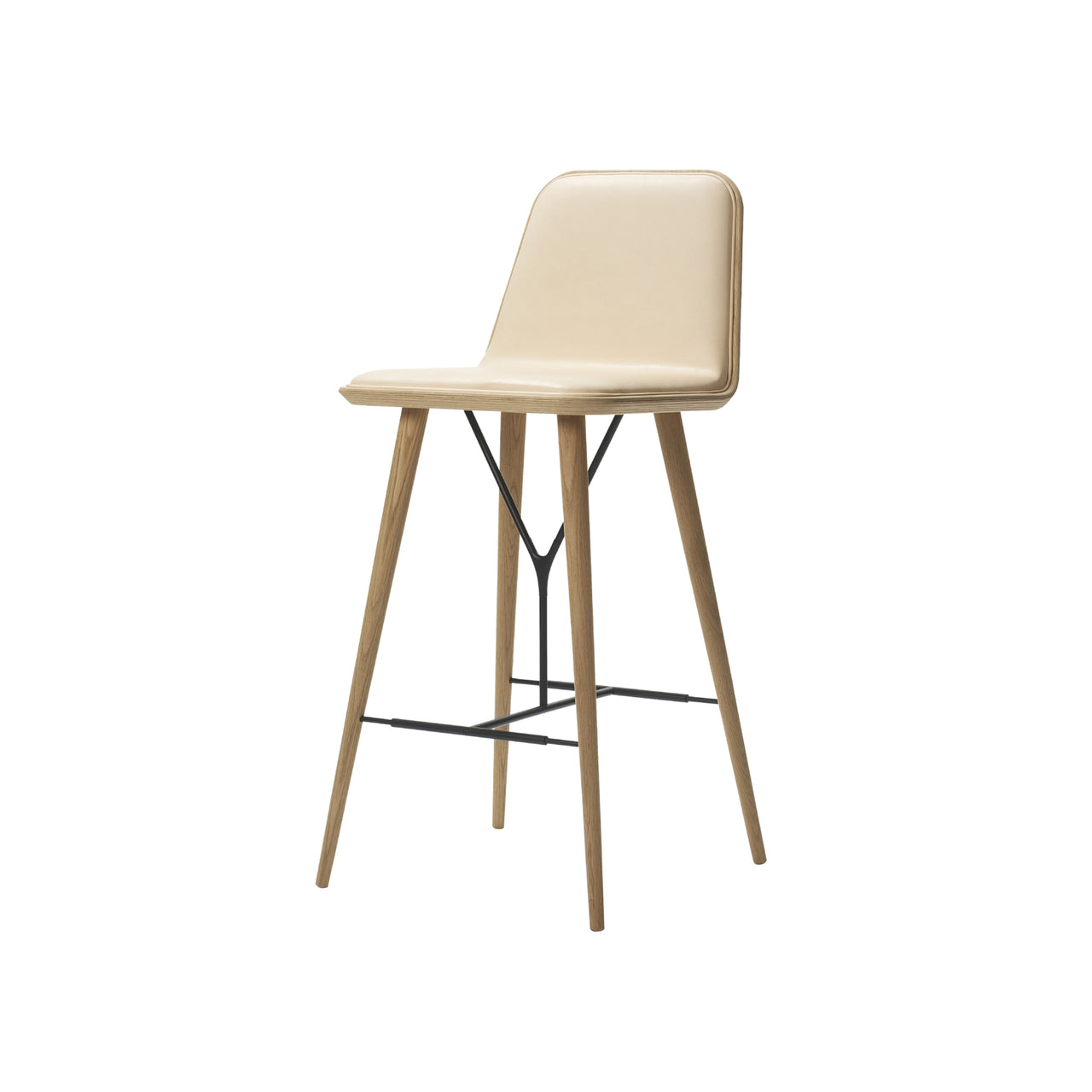 Spine Bar + Counter Stool with Back: Counter + Lacquered Oak