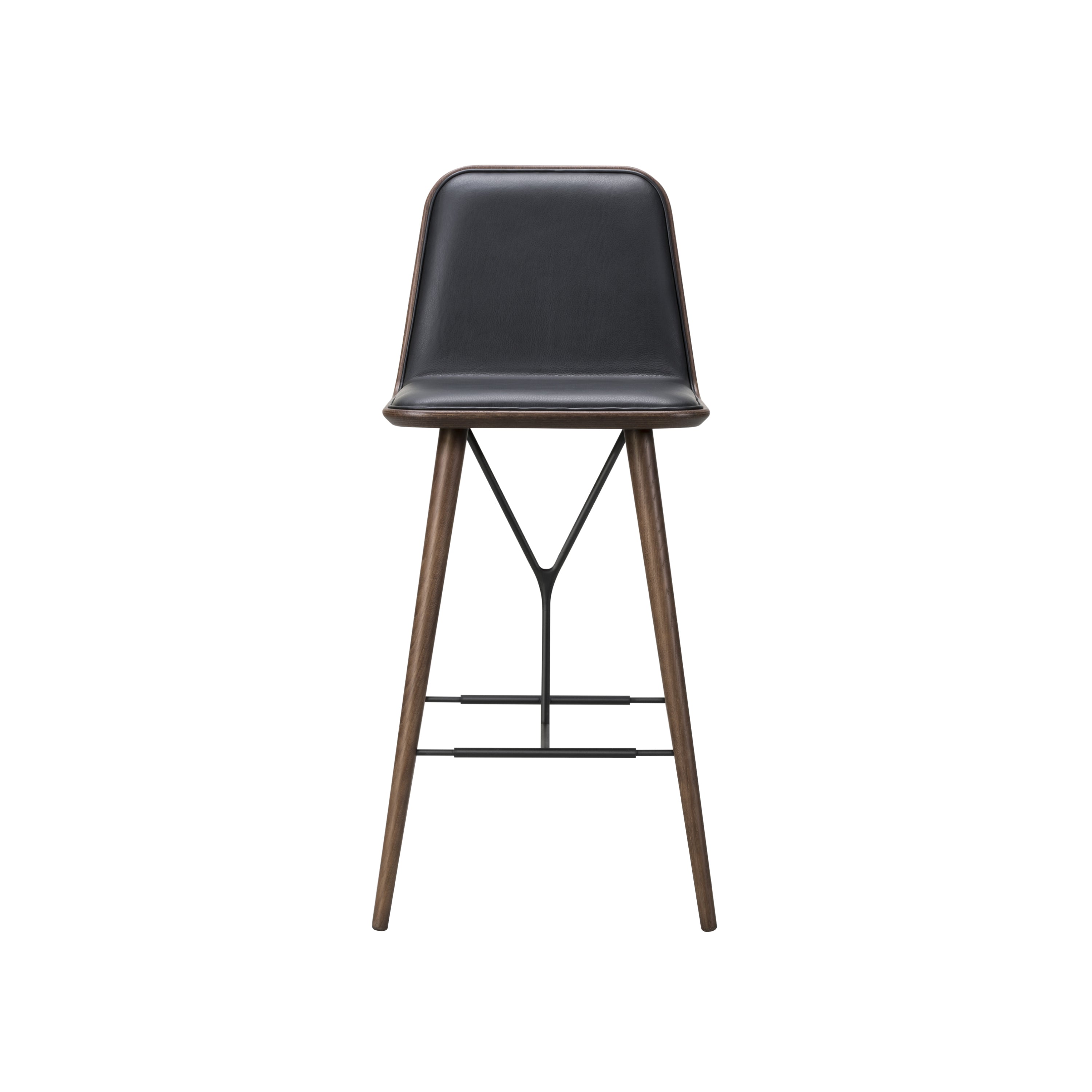 Spine Bar + Counter Stool with Back: Counter + Smoked Stained Lacquered Oak