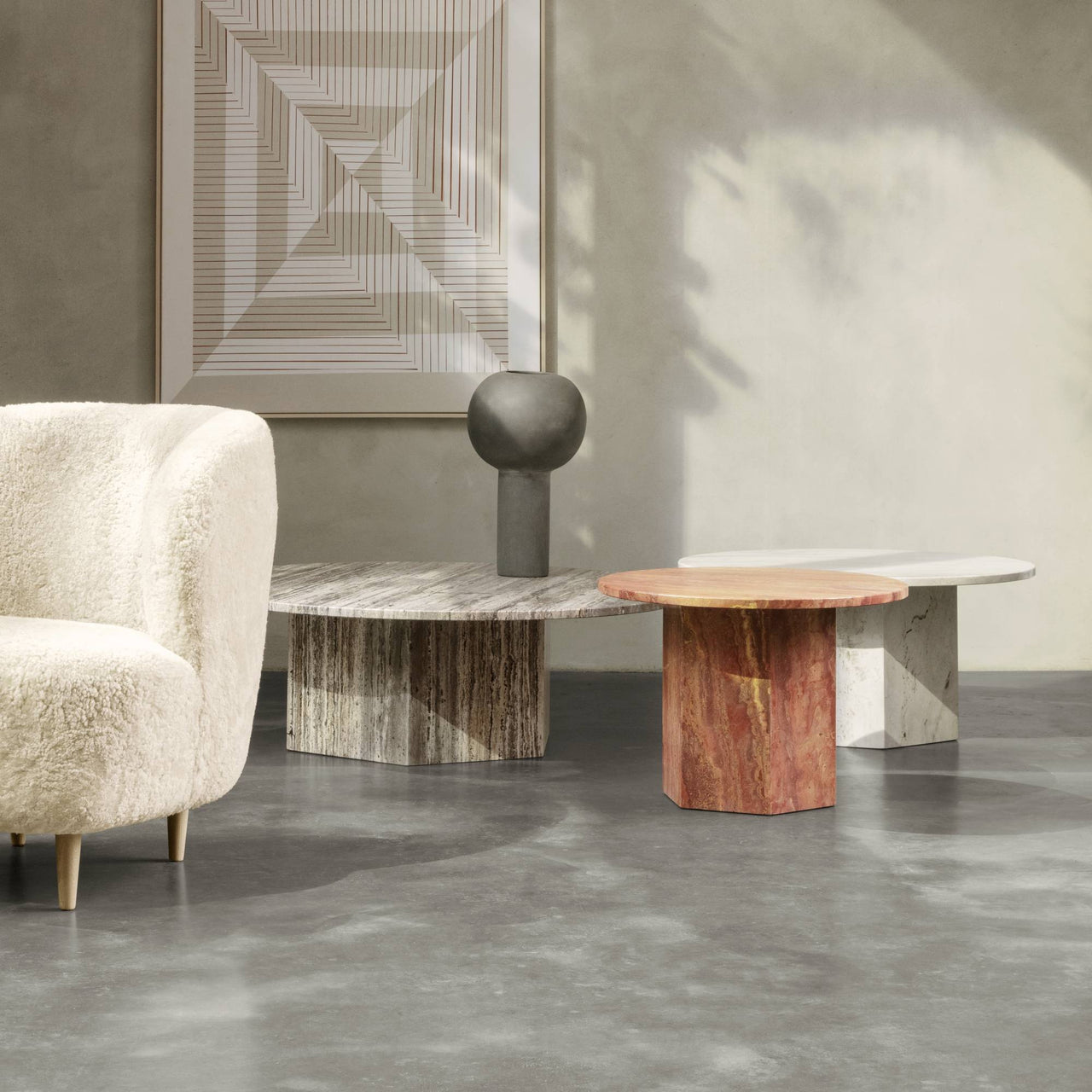 Epic Round Coffee Table: Travertine