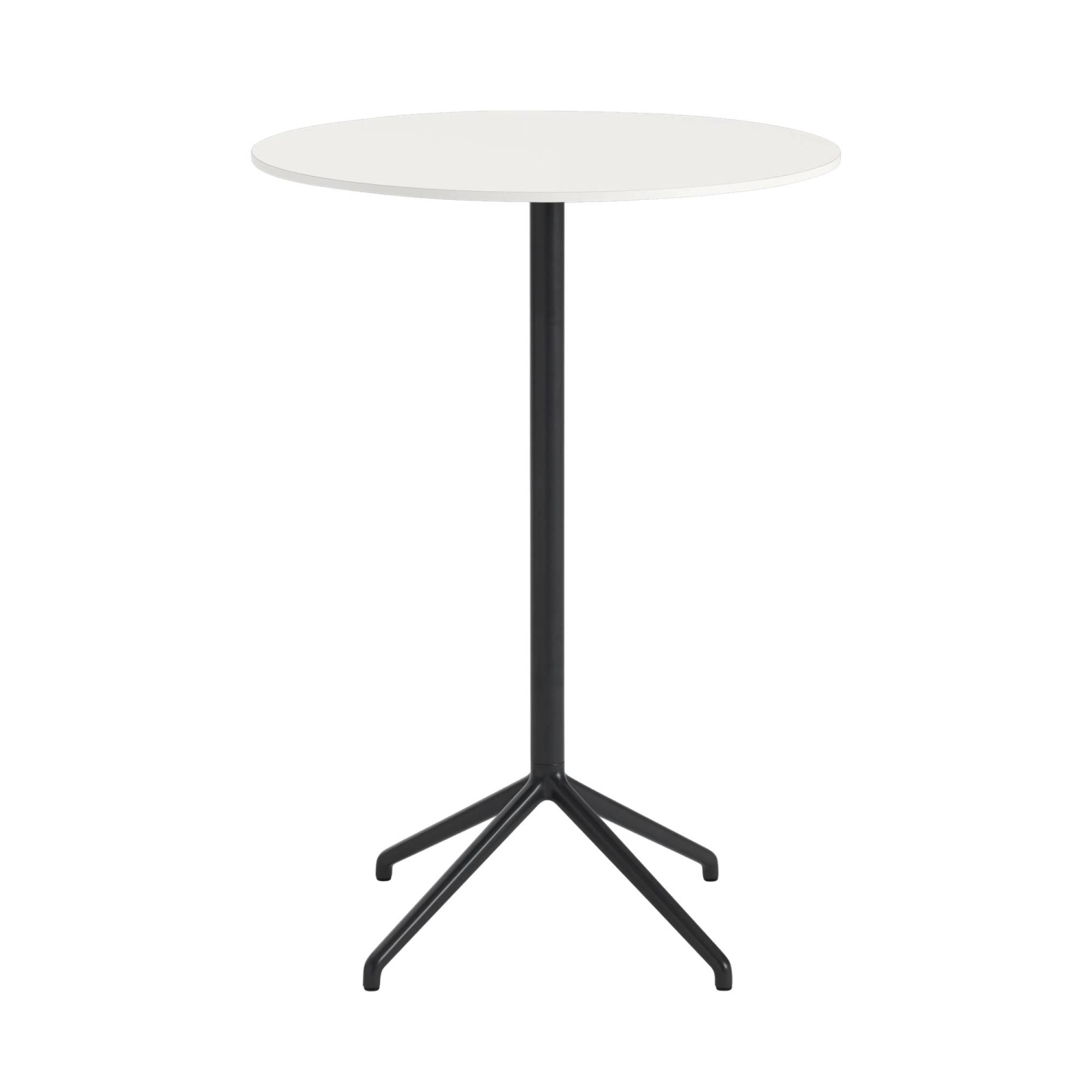 Still Cafe Round Table: Large + High + White Nanolaminate + Anthracite Black
