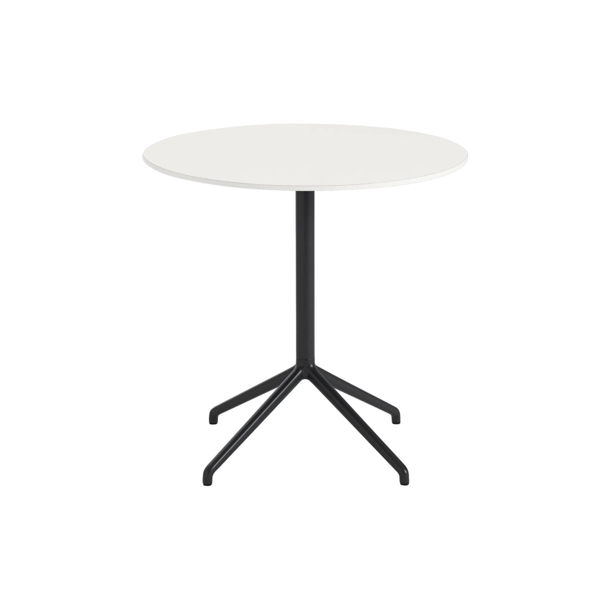 Still Cafe Round Table: Large + Low + White Nanolaminate + Anthracite Black