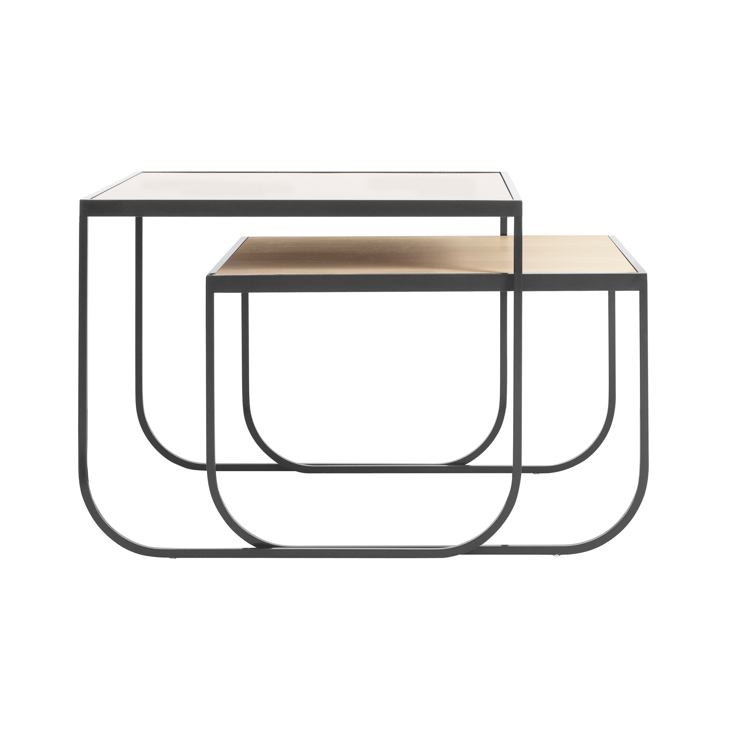 Tati Small Coffee Table + High + Low + White Stained Oak + Storm Grey