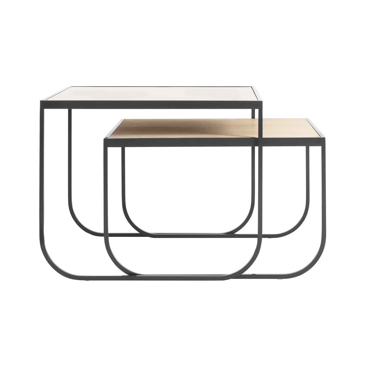 Tati Small Coffee Table + High + Low + White Stained Oak + Storm Grey