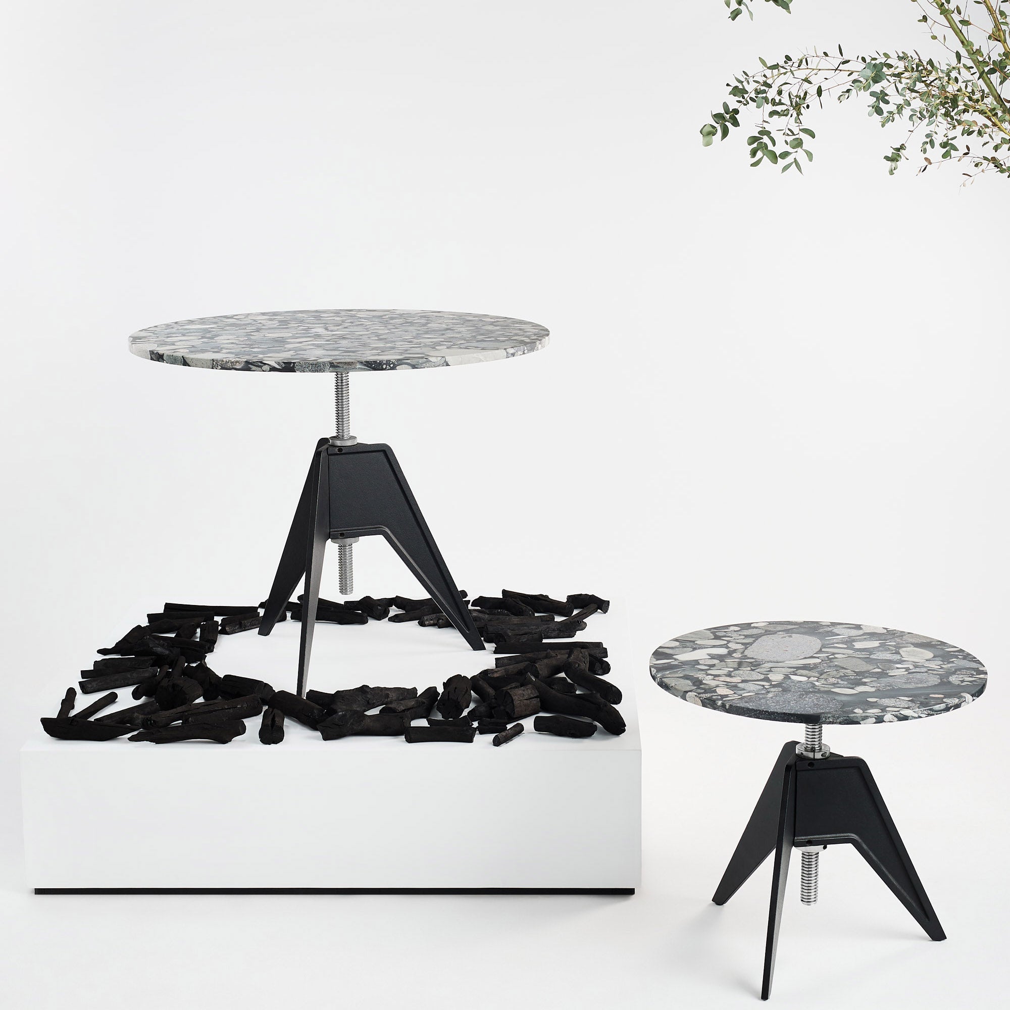 Screw Side Table: Pebble Marble