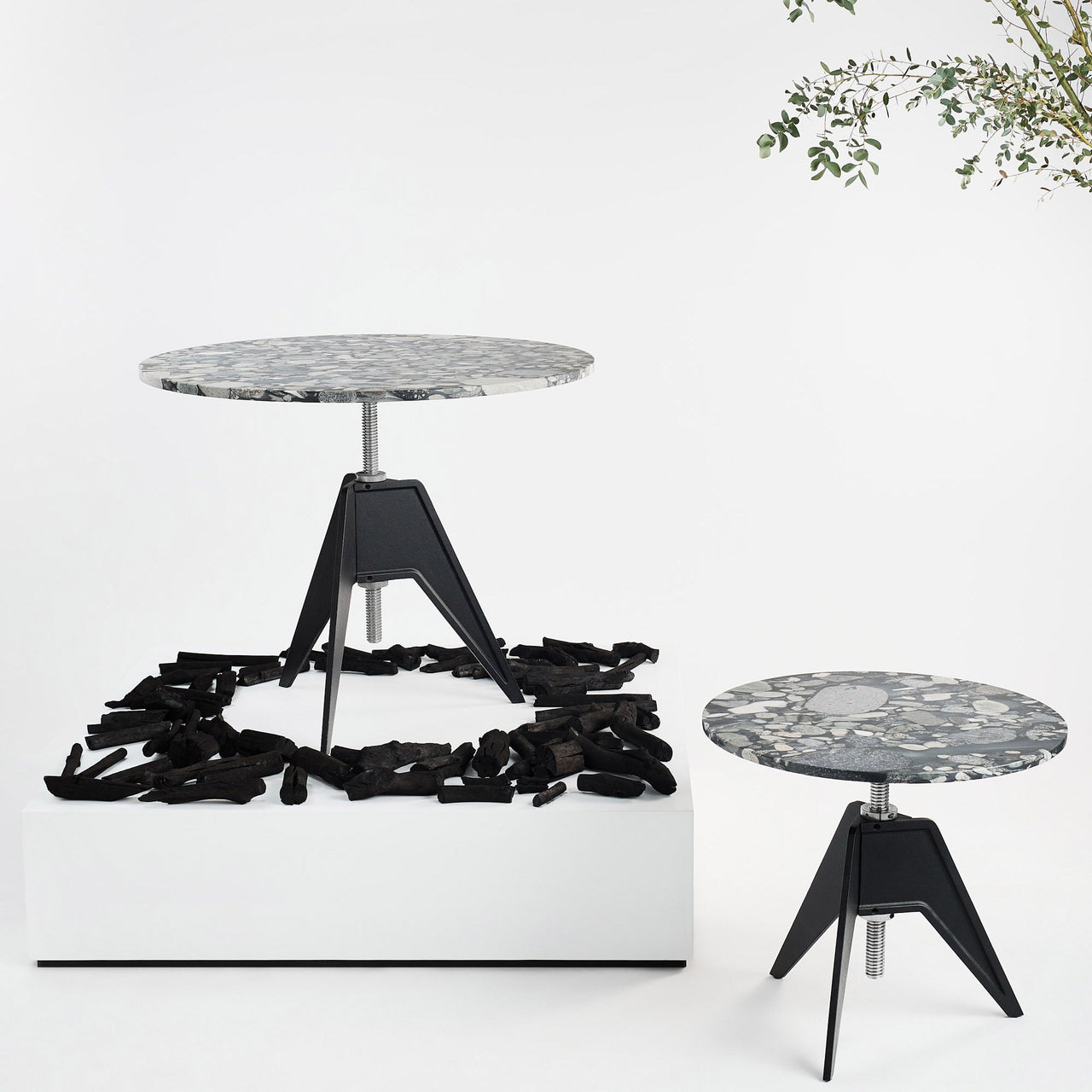 Screw Side Table: Pebble Marble