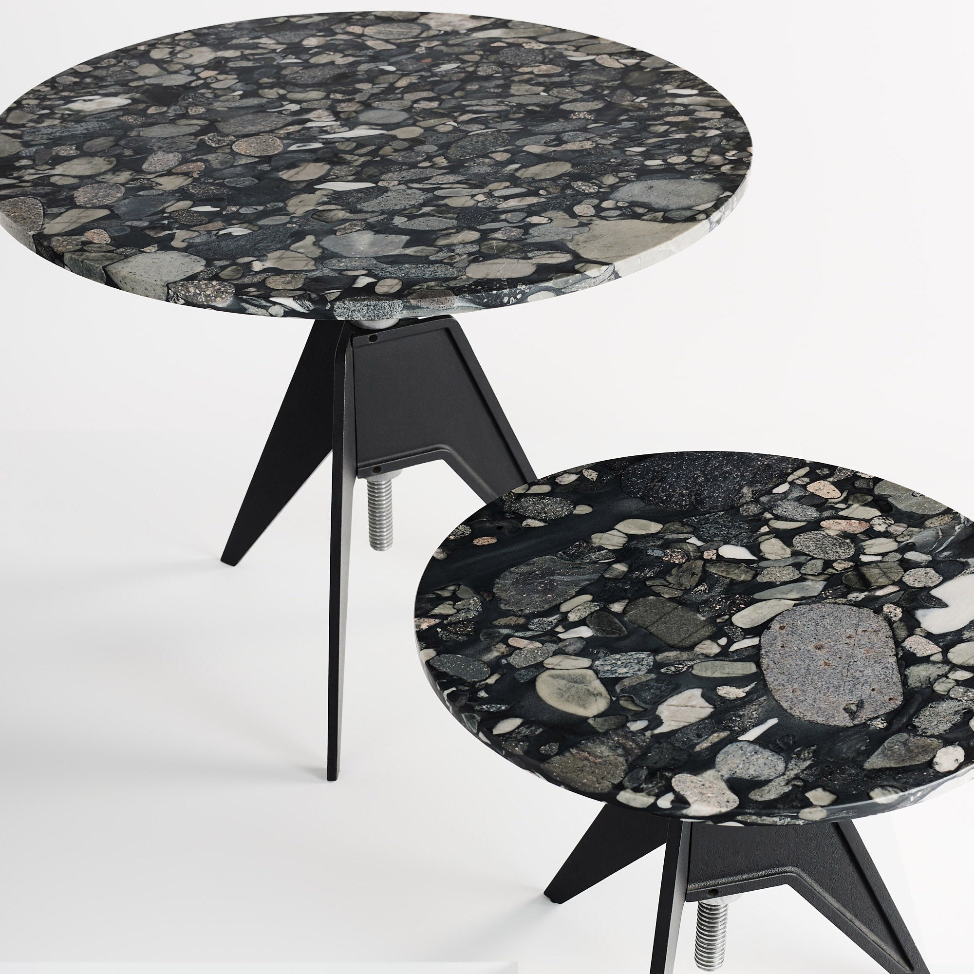 Screw Café Table: Pebble Marble