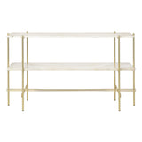 TS Console: Without Tray + Brass + Neutral White Travertine