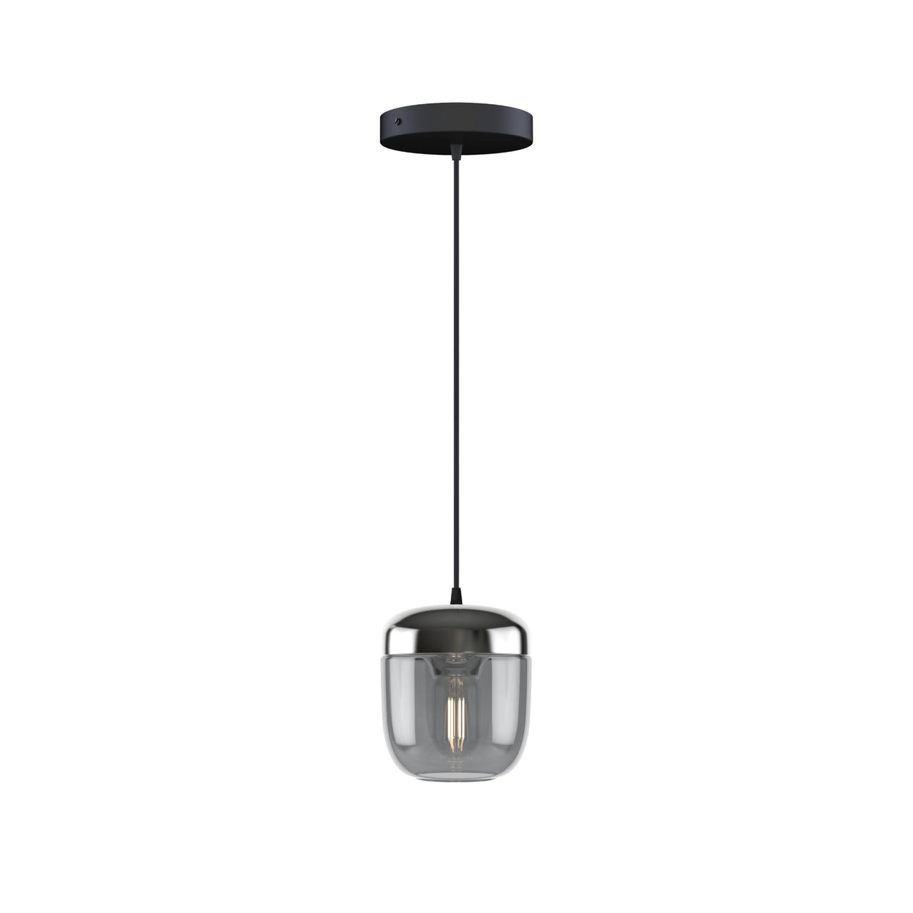 Acorn Pendant: Smoked Steel + Black (Canopy)