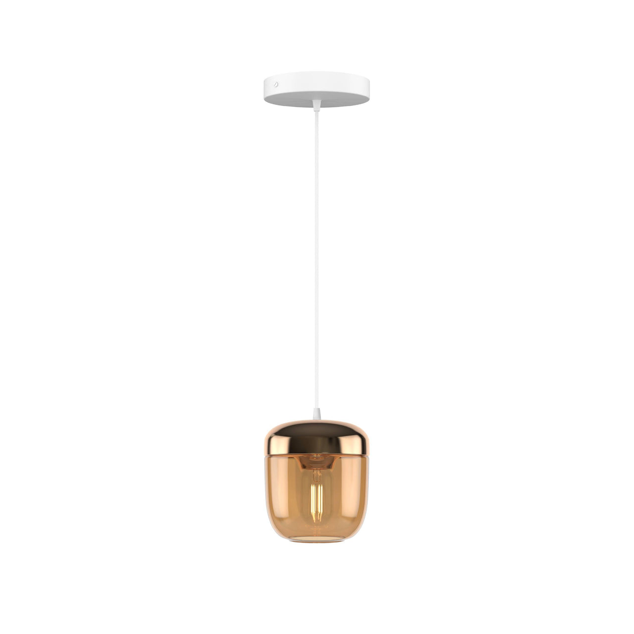 Acorn Pendant: Amber Brass + White (Canopy)