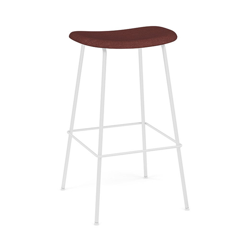 Fiber Bar + Counter Stool: Tube Base + Upholstered + Bar + White