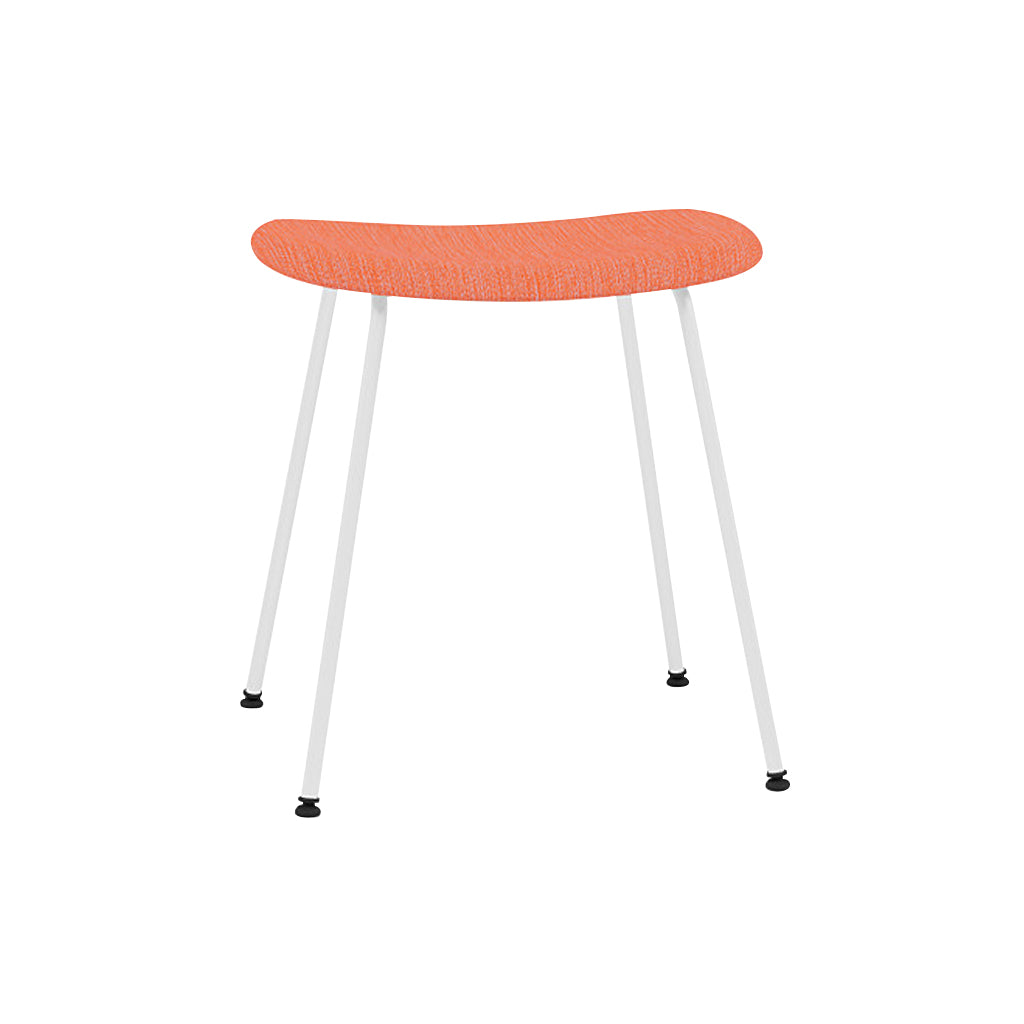 Fiber Stool: Tube Base + Upholstered + White