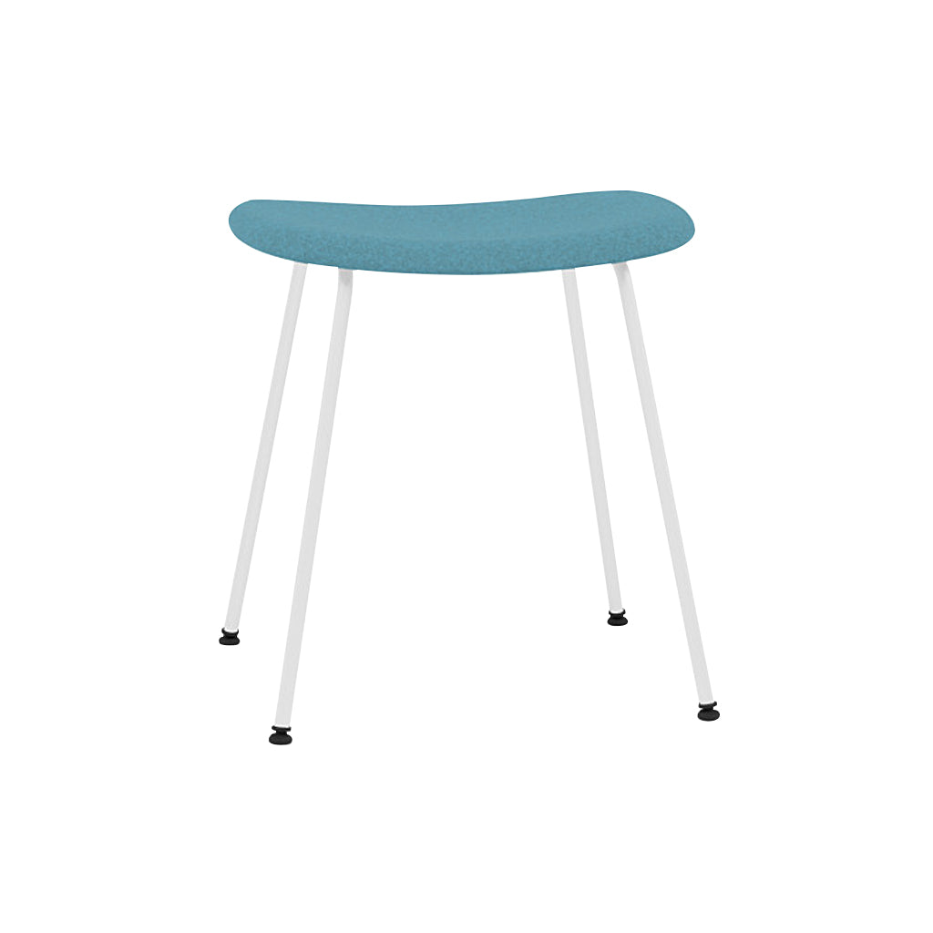 Fiber Stool: Tube Base + Upholstered + White