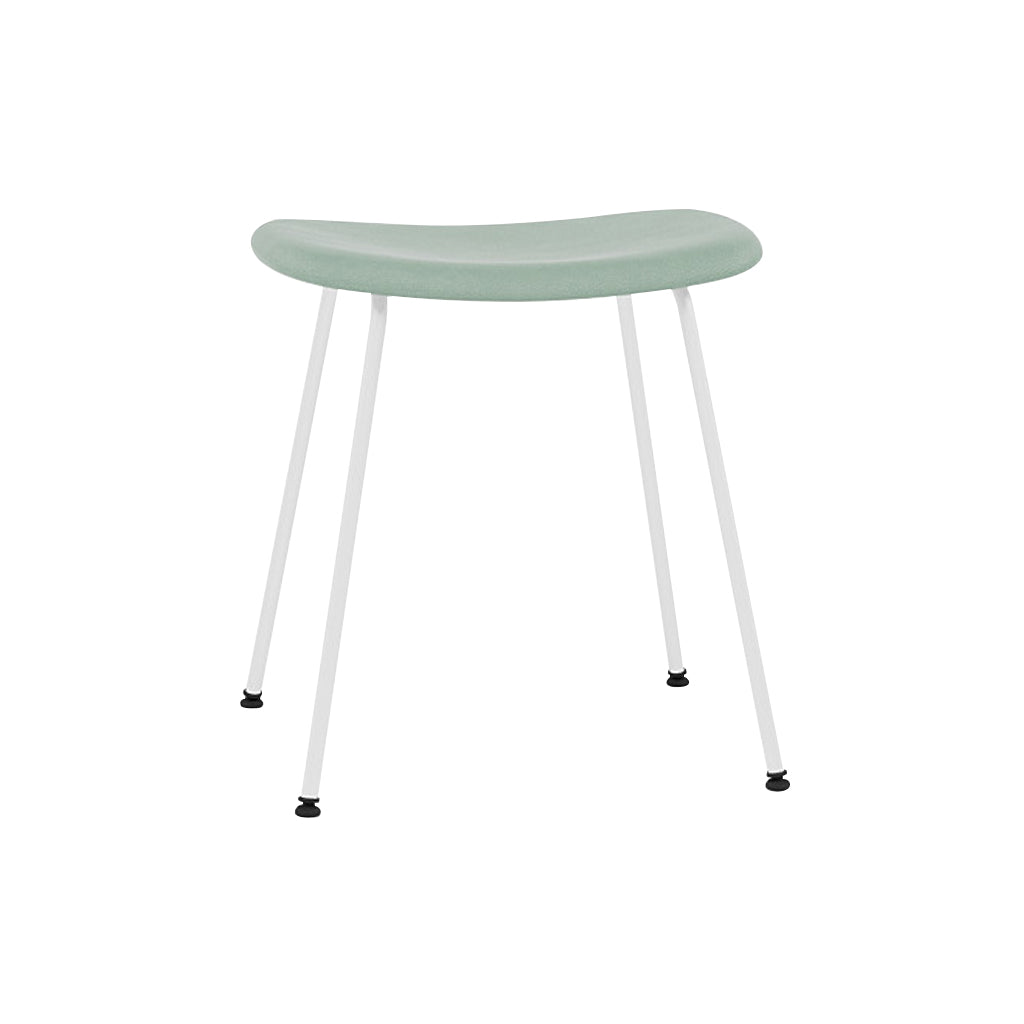 Fiber Stool: Tube Base + Upholstered + White