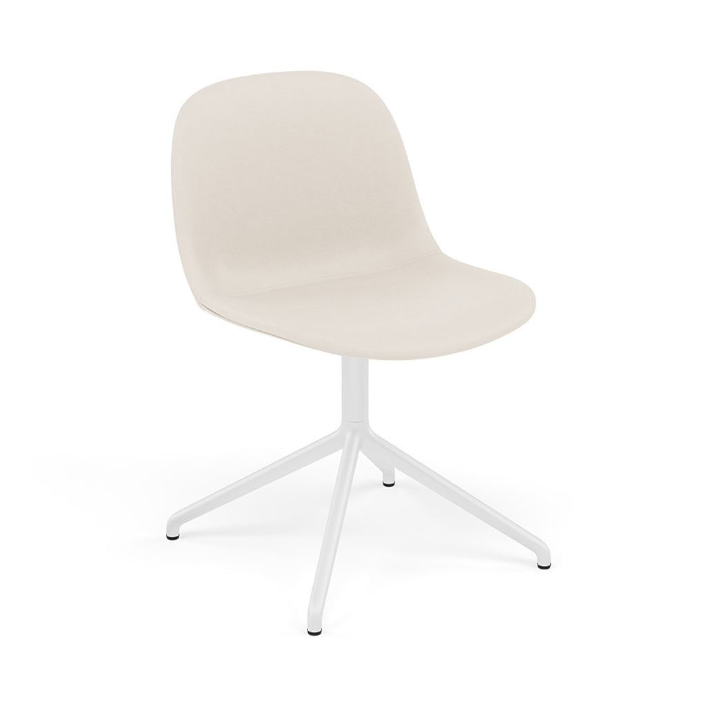 Fiber Side Chair: Swivel Base with Return + Recycled Shell + Upholstered + White