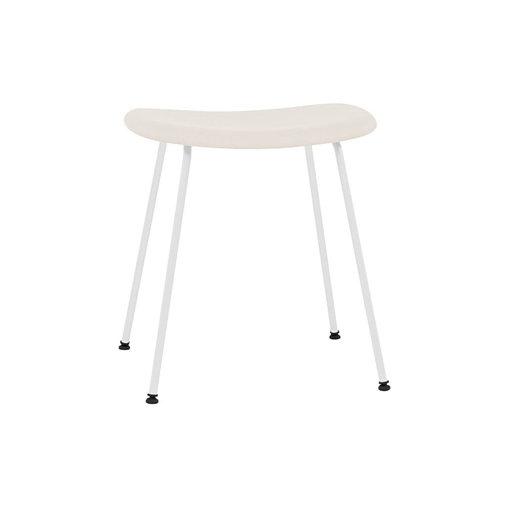 Fiber Stool: Tube Base + Upholstered + White