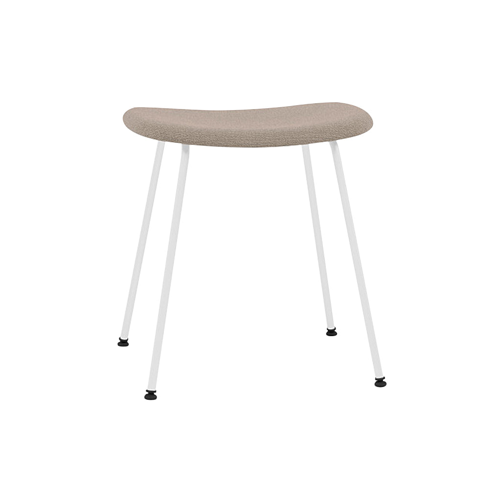 Fiber Stool: Tube Base + Upholstered + White