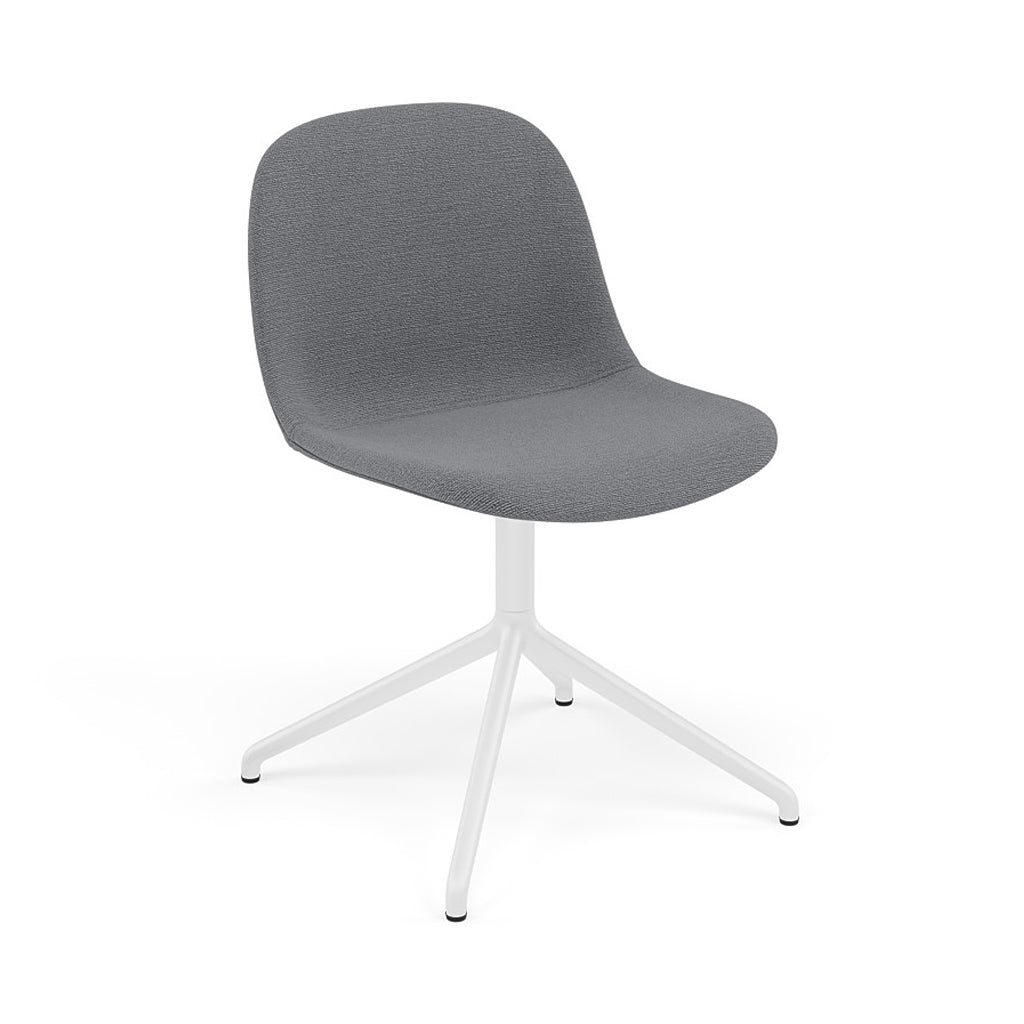 Fiber Side Chair: Swivel Base + Recycled Shell + Upholstered + White 