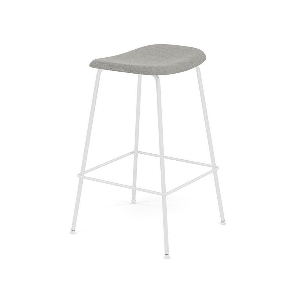 Fiber Bar + Counter Stool: Tube Base + Upholstered + Counter + White