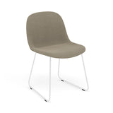 Fiber Side Chair: Sled Base + Recycled Shell + Upholstered + White