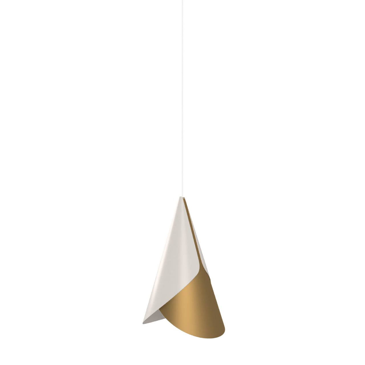 Cornet Pendant: White + Brass + White + Plug-in