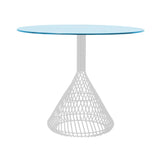 Bistro Dining Table: White + Peacock Blue Metal