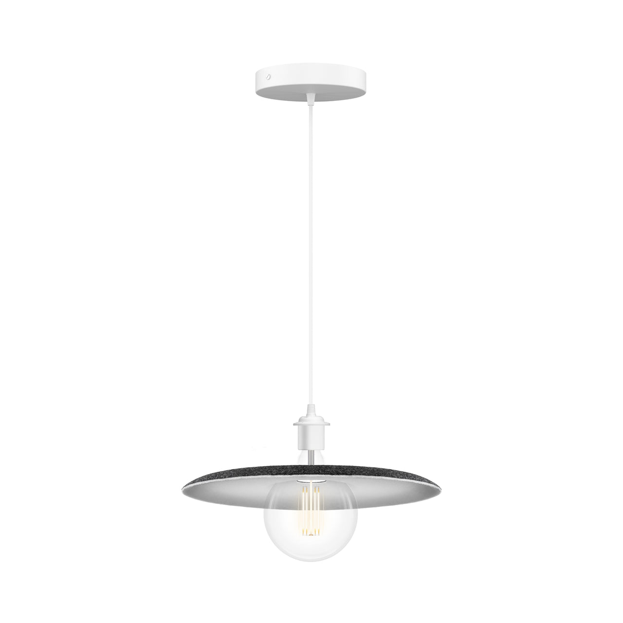 Shade Pendant: White + Canopy + With Bulb (3 W)