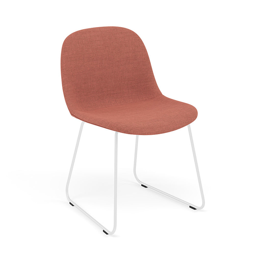 Fiber Side Chair: Sled Base + Recycled Shell + Upholstered + White