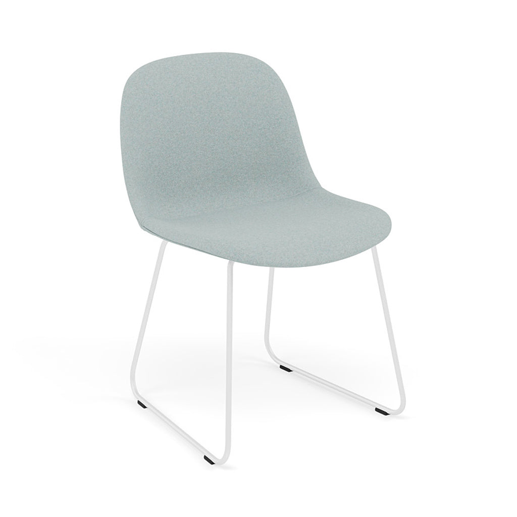 Fiber Side Chair: Sled Base + Recycled Shell + Upholstered + White