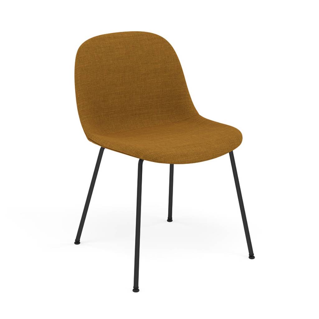 Fiber Side Chair: Tube Base + Upholstered +  Anthracite Black